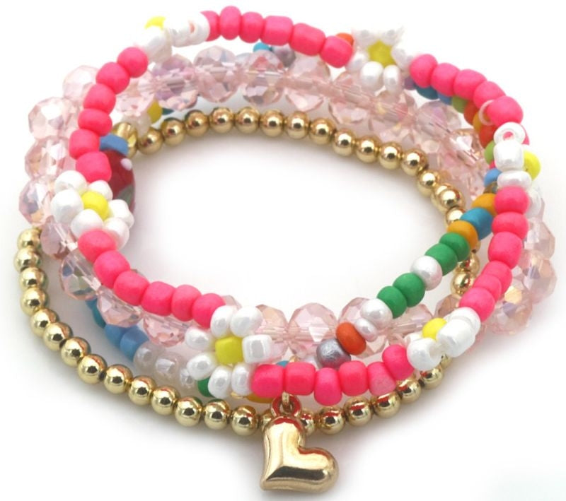 AA 0309 - Armbandenset – 4 stuks – Glaskralen & Bedel