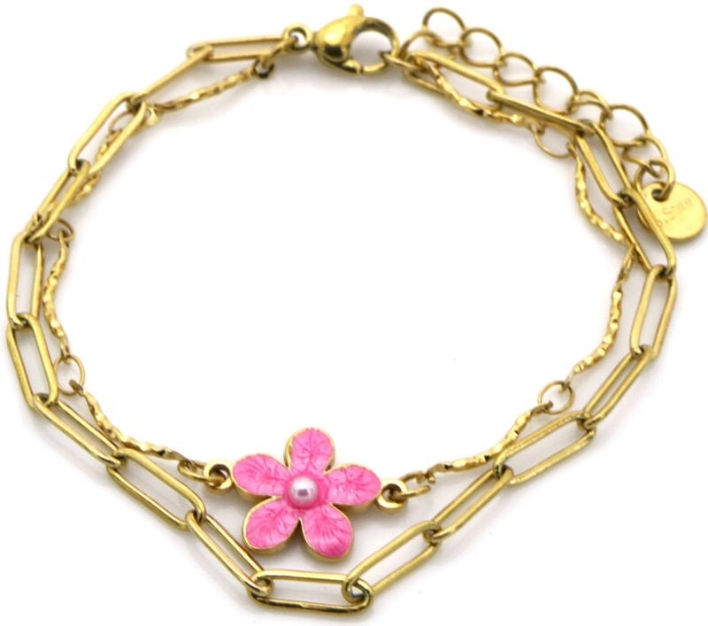 AA 0130 - Armband - Blush Bloom - 17-21 cm - Goudkleurig