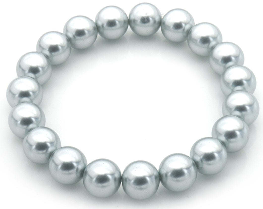 AA 0266 - Armband - Glasparels - 10mm - Grijs