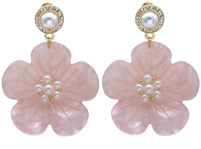 AA 0006 - Oorbellen - Rosy Pearl - Bloem