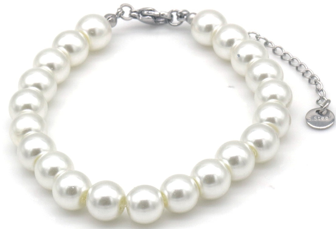AA 0502 Armband Livia – Stainless Steel met Crèmekleurige Parels - 8mm