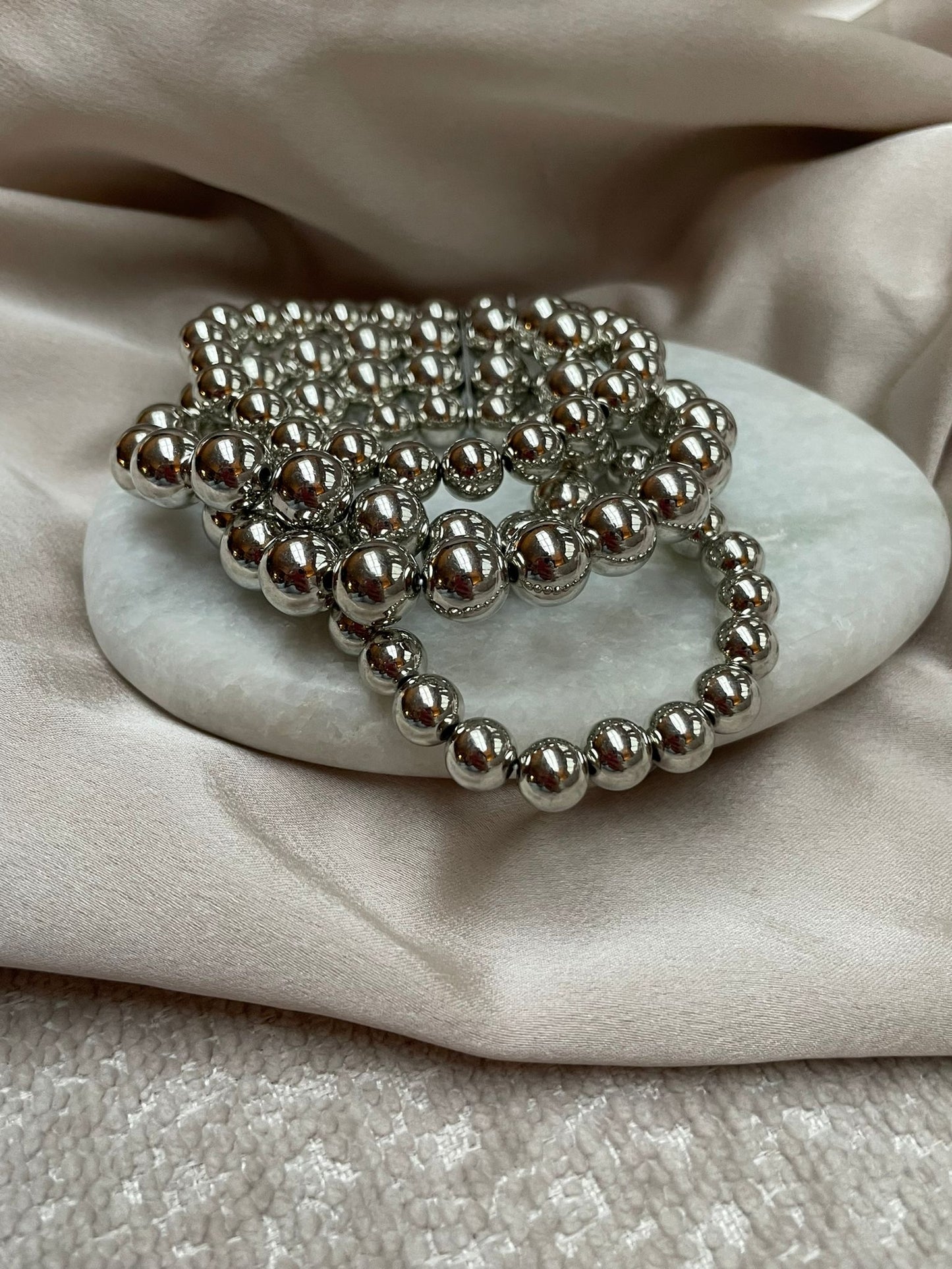 AA 0272 - Armbanden - Oversized Beads - Set van 4 - Kralen - Zilverkleurig