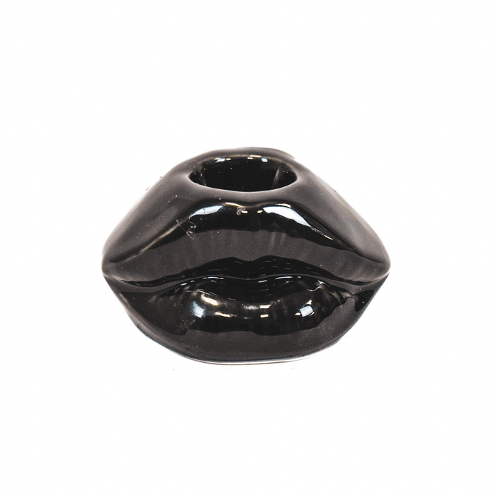 Kaarshouder - Lip - Keramiek - Zwart -7x5,5x4cm(D)