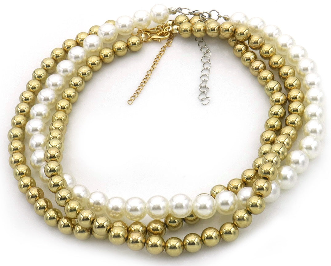 AA 0483 - Ketting - Oversized Beads - Layers - Parel & Bolletjes