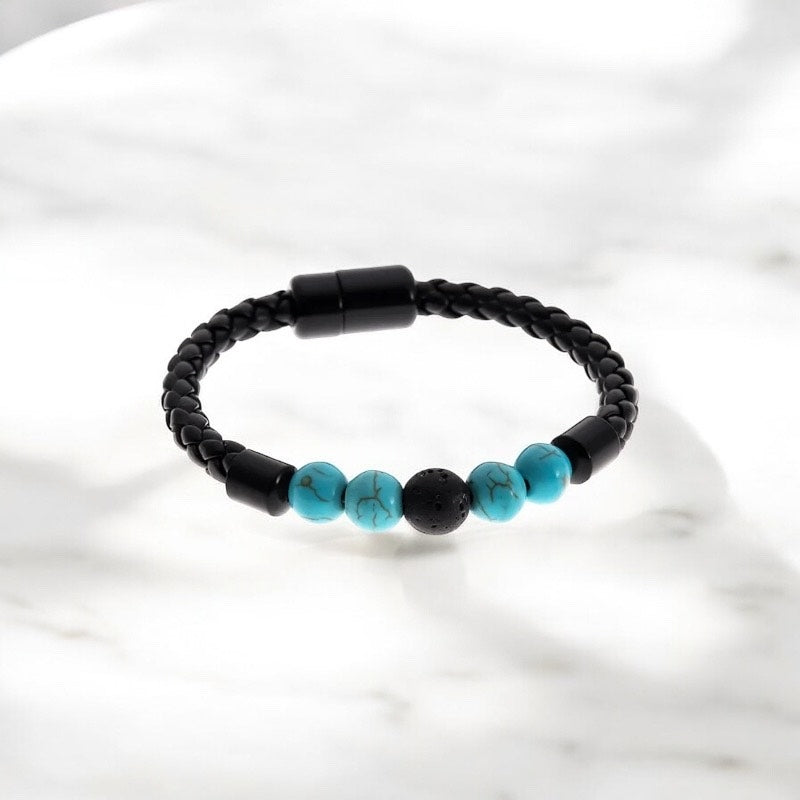 AA 0379 - Herenarmband - StoneCore - 19cm - Turqios/Zwart