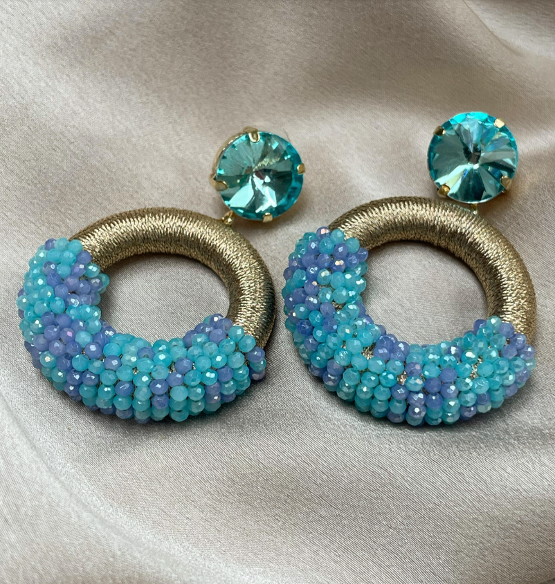 AA 0039 - Oorbellen - Crystal Beads - 5,5 x 4 cm