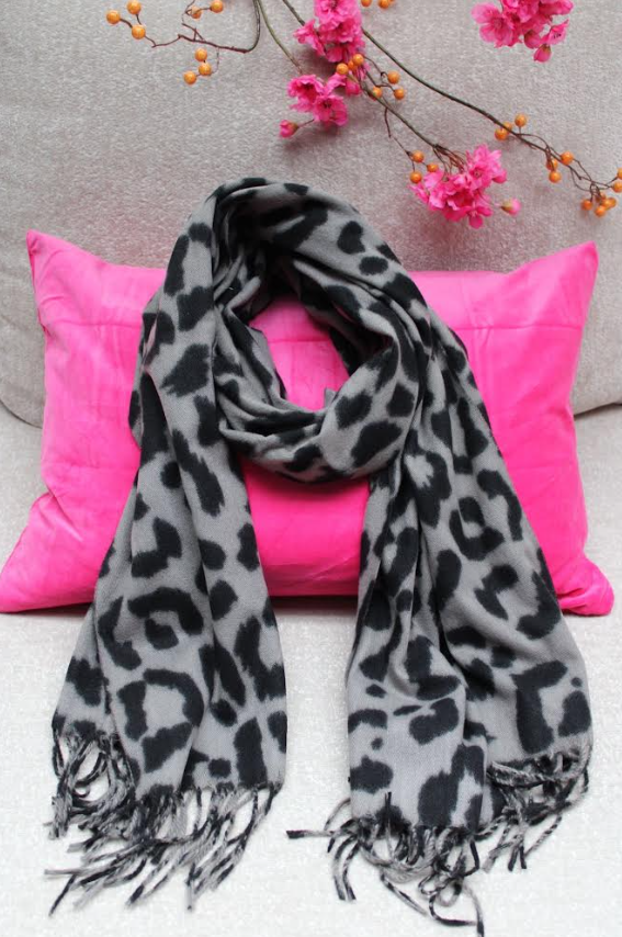 Sjaal - Leopard - 180x70cm - Grijs/Zwart