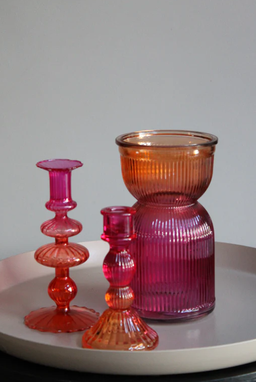 Vaas Same Duo – Oranje/Fuchsia - 21 cm Hoog - Ø 12 cm