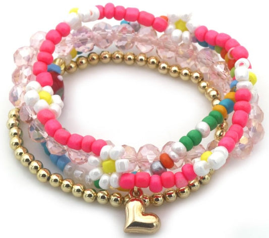 AA 0309 - Armbandenset – 4 stuks – Glaskralen & Bedel