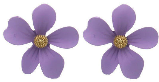 AA 0252 - Oorbellen - Petit Bloom - 3 cm - Paars