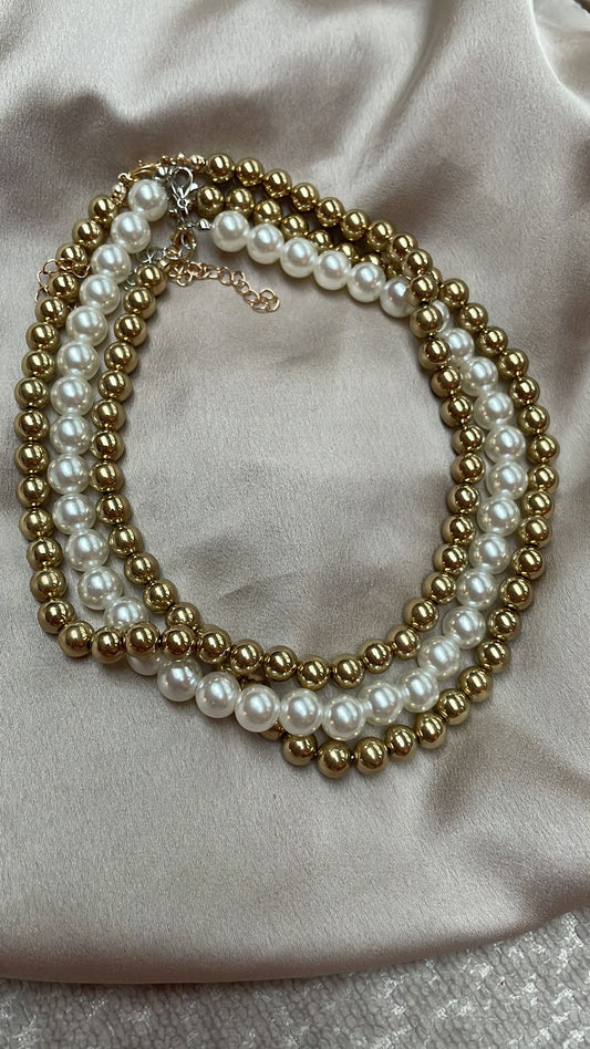 AA 0483 - Ketting - Oversized Beads - Layers - Parel & Bolletjes