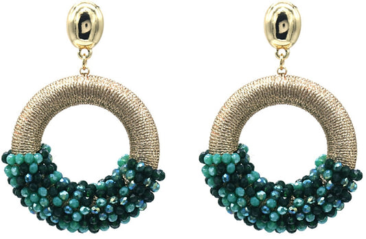 AA 0038 - Oorbellen - Crystal Beads - 5 x 4 cm - Groen-Goudkleurig