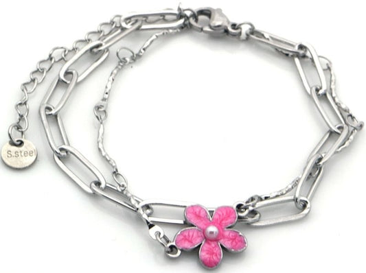AA 0129 - Armband - Blush Bloom - 17-21 cm - Zilverkleurig