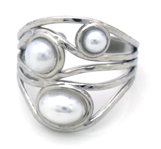 AA 0307 Pearl Glow Ring – Verstelbaar - Zilverkleurig