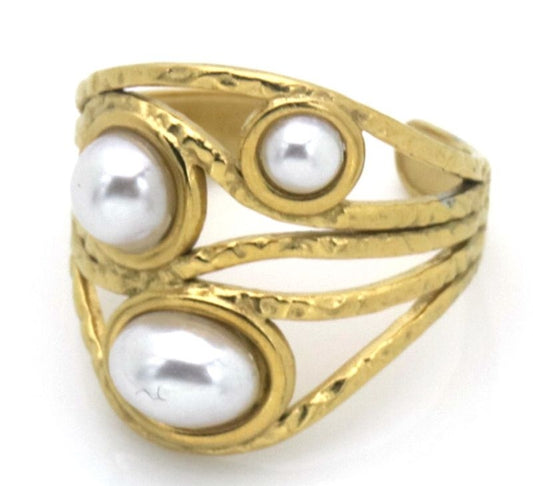 AA 0086 - Pearl Glow Ring – Verstelbaar - Goudkleurig