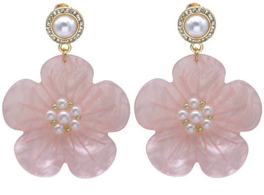 AA 0006 - Oorbellen - Rosy Pearl - Bloem