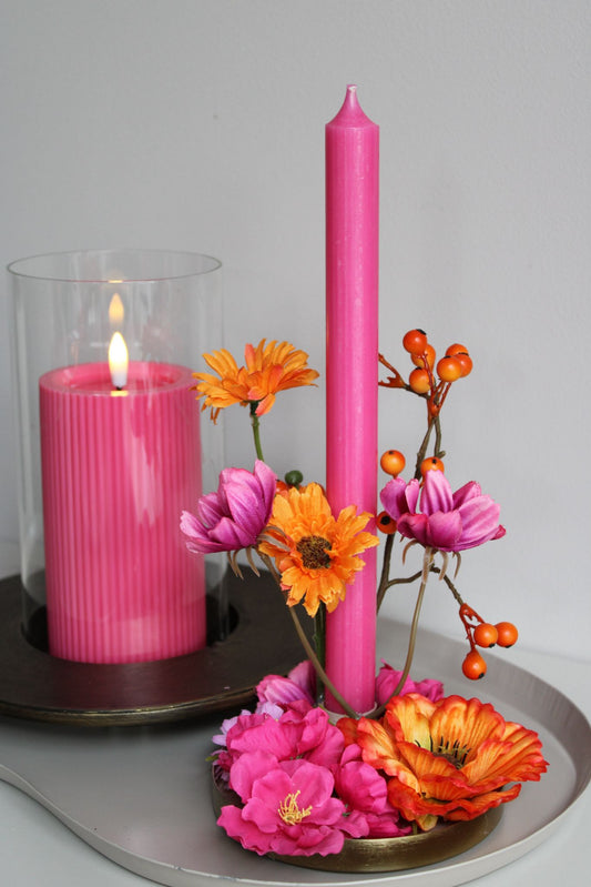 Wildflower - Kandelaar - Zijdebloem - Fuchsia/Oranje