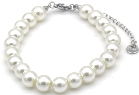 AA 0502 Armband Livia – Stainless Steel met Crèmekleurige Parels - 8mm