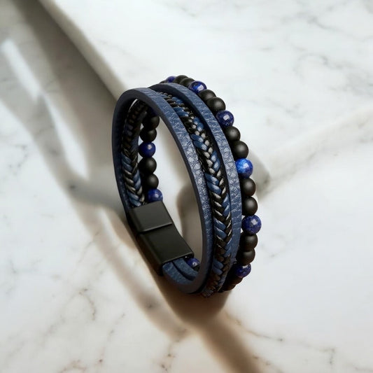 AA 0553 - Herenarmband - Urban Forge - 21cm - Blauw/Zwart