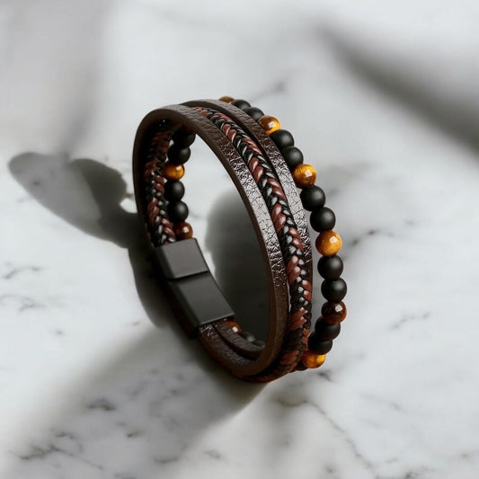 AA 0551 - Herenarmband - Urban Forge - 21cm - Bruin/Zwart