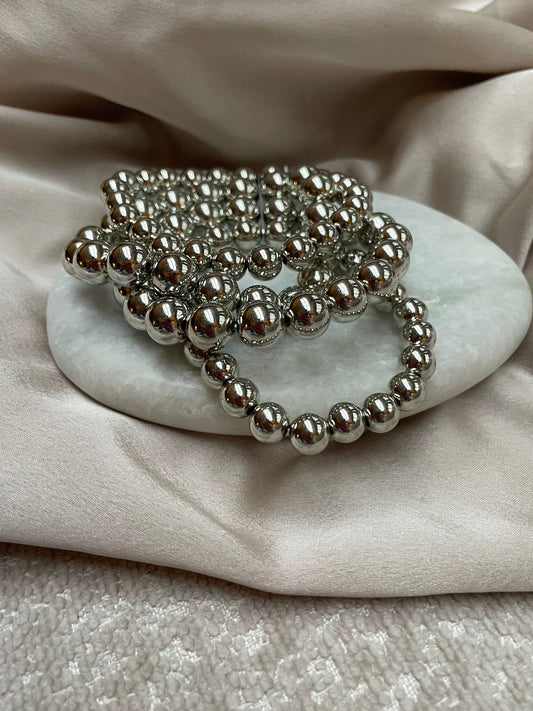 AA 0272 - Armbanden - Oversized Beads - Set van 4 - Kralen - Zilverkleurig