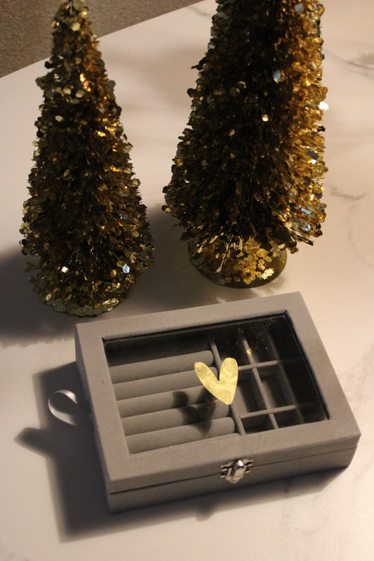 Sieradendoos - Hart - Fluweel - Met Venster - 20x15x4,5 cm