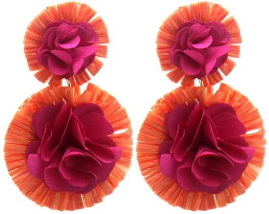 AA 0494 - Oorbellen - Liora - Oranje/Roze