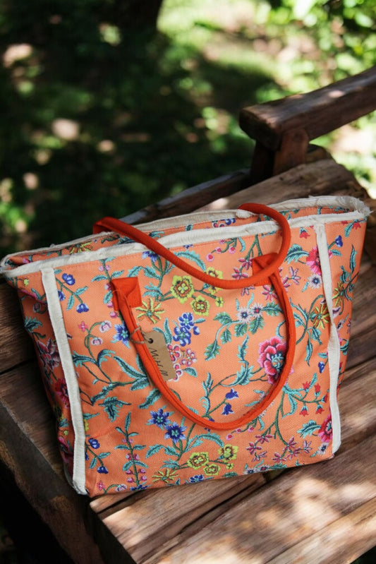AAA 0006 - Strandtas - Sunny Bloom - Oranje