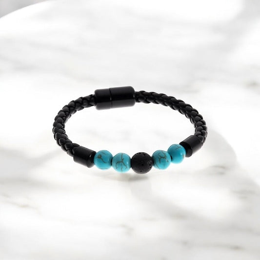 AA 0379 - Herenarmband - StoneCore - 19cm - Turqios/Zwart
