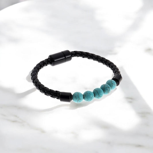 Herenarmband - StoneCore - 19cm - Tuqiose/Zwart