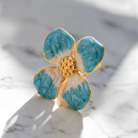 Ring - BloomAura - Blauw/Goudkleurig