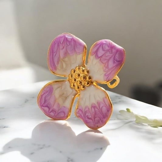 Ring - BloomAura - Paars/Goudkleurig
