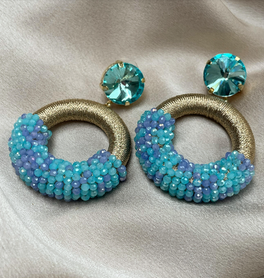 AA 0039 - Oorbellen - Crystal Beads - 5,5 x 4 cm