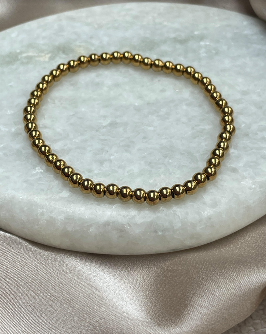AA 0507 - Armband - Stainless Steel - Bolletjes - 4mm - Goudkleurig