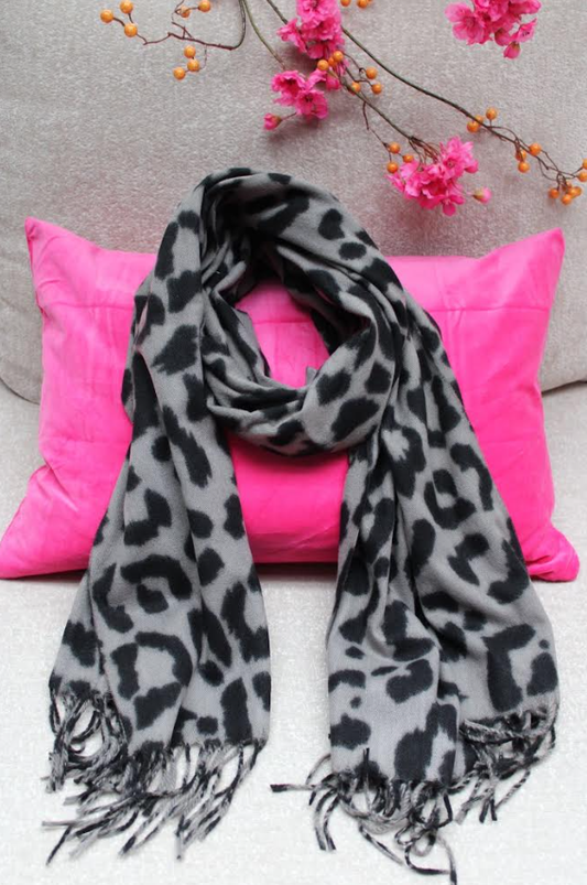 Sjaal - Leopard - 180x70cm - Grijs/Zwart