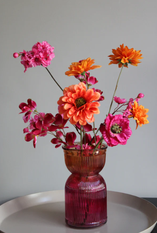 Vaas Same Duo – Oranje/Fuchsia - 21 cm Hoog - Ø 12 cm